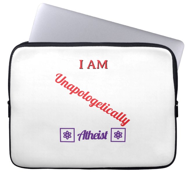Schaamteloos atheïst laptop sleeve (Voorkant)