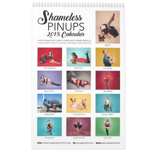 Schaamteloze pinups: Agenda 2018 Kalender (Achterkant)