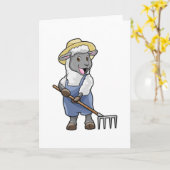 Schaap als boer met hark en hoed kaart (Gele Bloem)