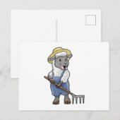 Schaap als Boer met Hark & Hoed Briefkaart (Voorkant / Achterkant)