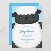 Schaap babyshower boerderij blauwe jongen kaart (Voorkant / Achterkant)