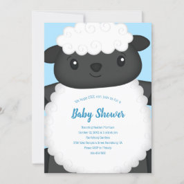 Schaap babyshower boerderij blauwe jongen kaart
