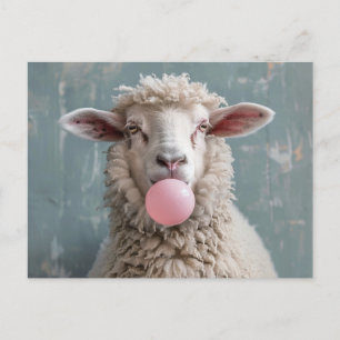 Schaap blazen Roze Bubble Gum Bubble Briefkaart