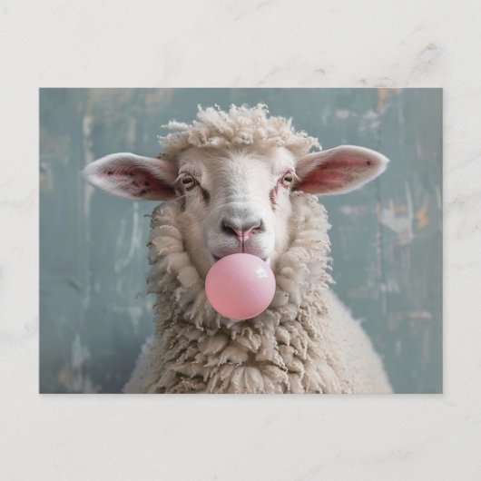 Schaap blazen Roze Bubble Gum Bubble Briefkaart (Voorkant)