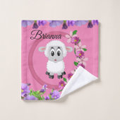 Schaap Bloemen Roze Handen Badkamer Handdoek Sets (Wasdoekje)