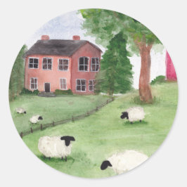Schaap Boerderij Landschap Ronde Sticker