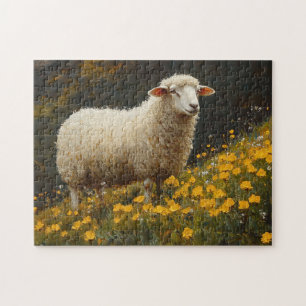 Schaap Buttercup Bloemen Schilderen Legpuzzel