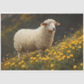 Schaap Buttercup Bloemen Schilderij Decoupage Tissuepapier (Voorkant)