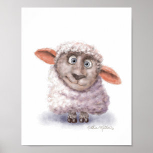 Schaap Cartoon Met Wattenbolletjes Poster