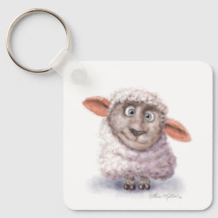 Schaap Cartoon Met Wattenbolletjes Sleutelhanger