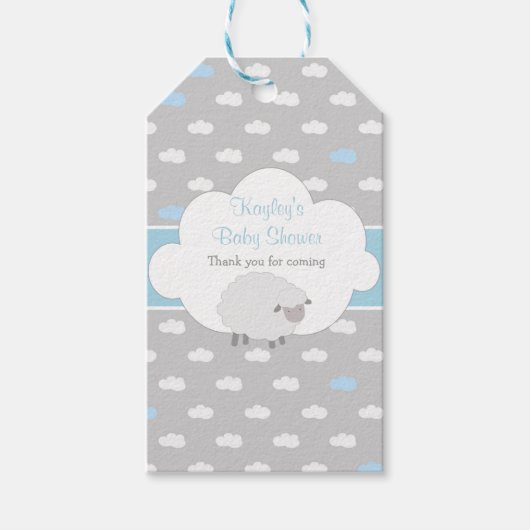 Schaap & Cloud Baby shower Favor Cadeau Labels (Bl Cadeaulabel (Voorkant)