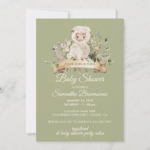 Schaap Cute Botanische Salie Baby Borrel Kaart