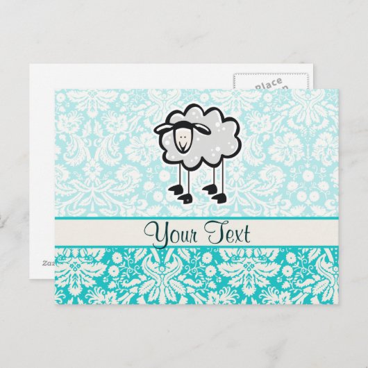 Schaap; Cute Briefkaart (Voorkant / Achterkant)