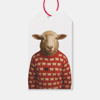 Schaap draagt zwarte schapen trui cadeaulabel