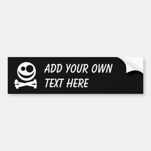 Schaap en kruisbeenderen. Wit en zwart. Bumpersticker (Voorkant)