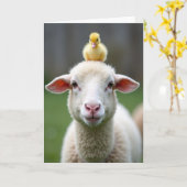 Schaap En Kuiken Vriendschapskaart Kaart (Gele Bloem)
