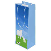 Schaap en Lam bewerkbaar Pasen Wijn Cadeautas (Achterkant Gekanteld)