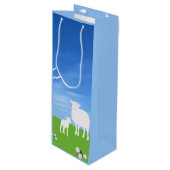Schaap en Lam bewerkbaar Pasen Wijn Cadeautas (Voorkant Gekanteld)