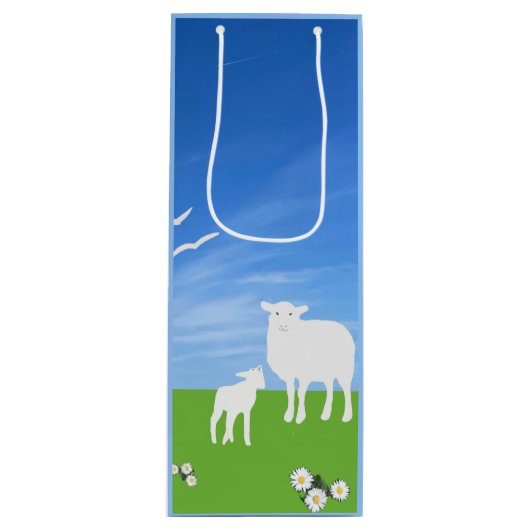 Schaap en Lam bewerkbaar Pasen Wijn Cadeautas (Voorkant)