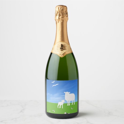 Schaap en Lam Pasen Sparkling Wijnetiket (Voorkant)