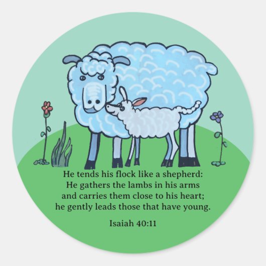 Schaap en lam ronde sticker (Voorkant)