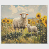 Schaap en Lam Zonnebloem Veld Decoupage Cadeaupapier (Vlak)