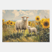 Schaap en Lam Zonnebloem Veld Decoupage Inpakpapier Vel (Voorkant 2)