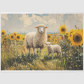 Schaap en Lam Zonnebloem Veld Decoupage Tissuepapier (Voorkant)