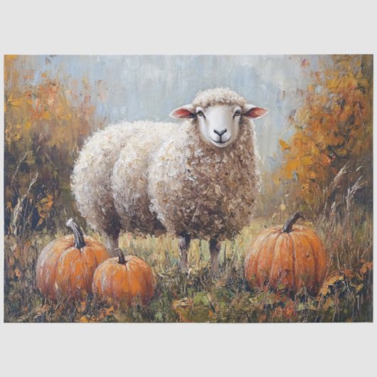 Schaap en pompoenen schilderen decoupage tissuepapier (Voorkant)