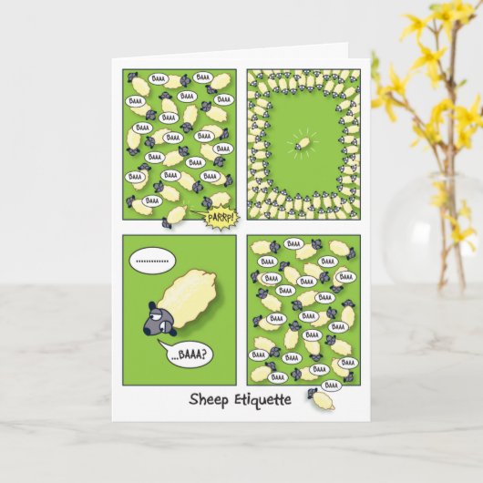 Schaap Etiquette (verjaardag) Kaart (Gele Bloem)