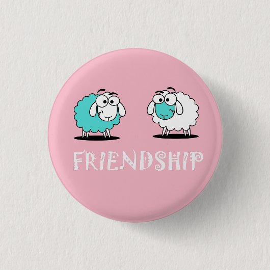 Schaap Funky Vriendschaps Knop Ronde Button 3,2 Cm (Voorkant)