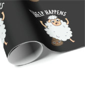 Schaap Gebeurt Grappige Poep Pun Donkere BG Cadeaupapier (Rol Hoek)