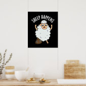 Schaap Gebeurt Grappige Poep Pun Donkere BG Poster (Keuken)