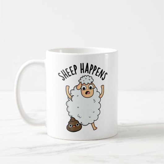 Schaap Gebeurt Grappige Poep Pun Koffiemok (Links)