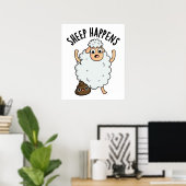 Schaap Gebeurt Grappige Poep Pun Poster (Thuiskantoor)