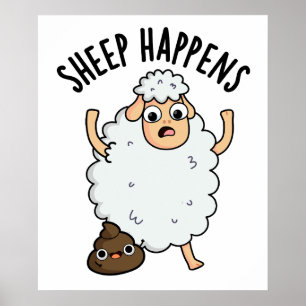 Schaap Gebeurt Grappige Poep Pun Poster