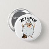 Schaap Gebeurt Grappige Poep Pun Ronde Button 5,7 Cm (Voorkant /achterkant)