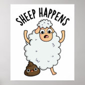 Schaap gebeurt grappige poepwoordspeling poster (Voorkant)