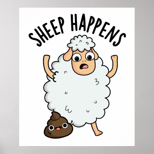Schaap gebeurt grappige poepwoordspeling poster (Voorkant)