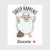 Schaap gebeurt grappige poepwoordspeling sticker (Vel)