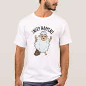 Schaap gebeurt grappige poepwoordspeling t-shirt (Voorkant)