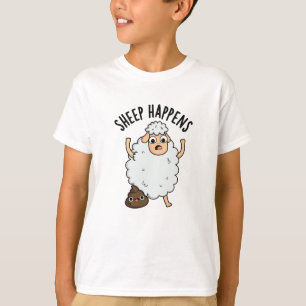Schaap gebeurt grappige poepwoordspeling t-shirt