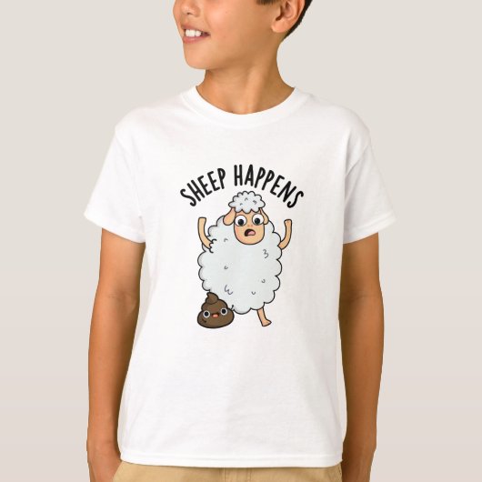 Schaap gebeurt grappige poepwoordspeling t-shirt (Voorkant)