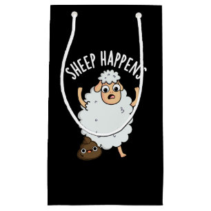 Schaap Gebeurt Grappige Poop Pun Dark BG Klein Cadeauzakje
