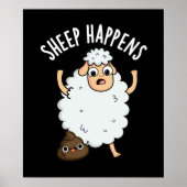 Schaap Gebeurt Grappige Poop Pun Dark BG Poster (Voorkant)