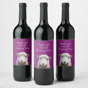 Schaap Gezicht Breien Wijn Etiket Met Eigen Tekst