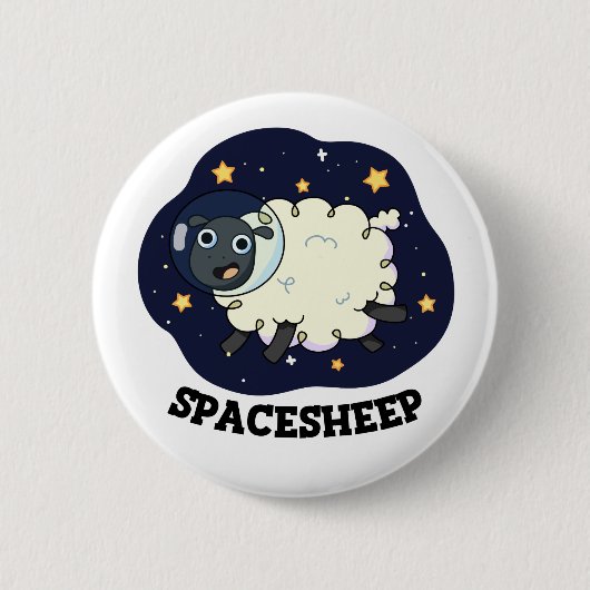 Schaap grappige astronaut ruimte grap ronde button 5,7 cm (Voorkant)