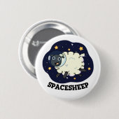 Schaap grappige astronaut ruimte grap ronde button 5,7 cm (Voorkant /achterkant)