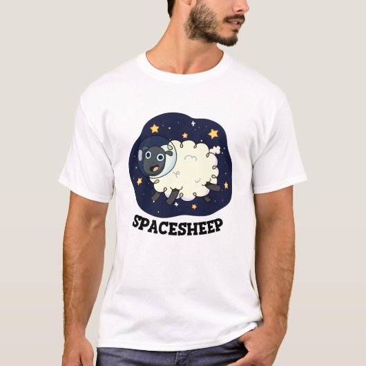 Schaap grappige astronaut woordspeling in de ruimt t-shirt (Voorkant)