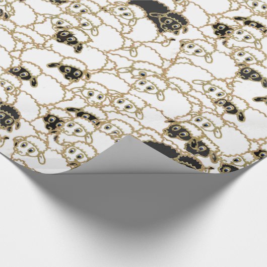 schaap, groot koppel zwart-wit cadeaupapier (Hoek)